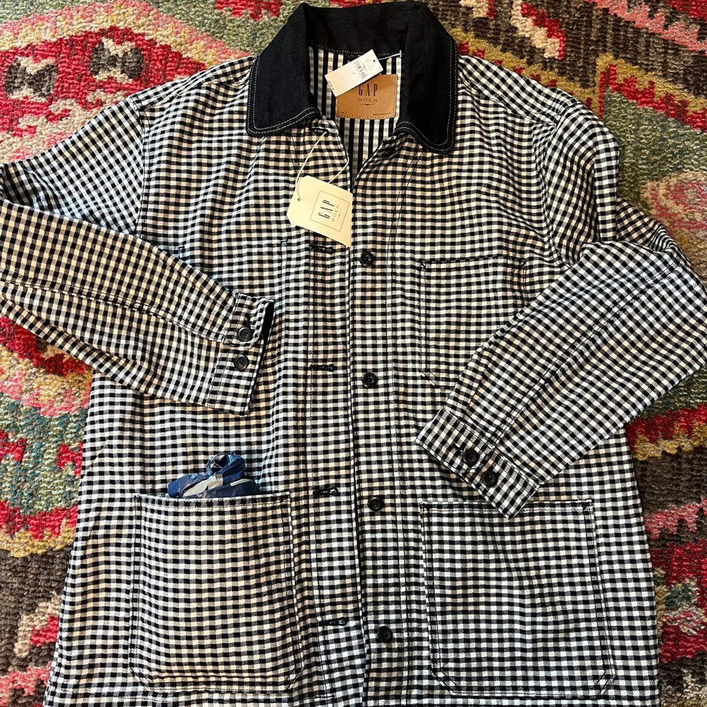 Stylish Black and White Gingham Shirt Jacket